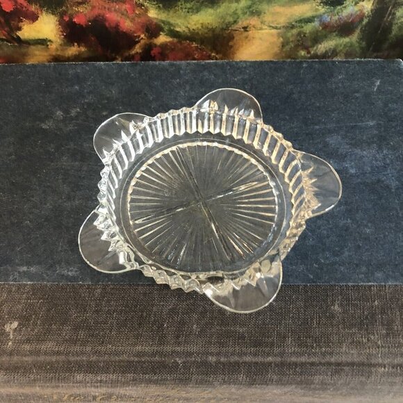 Vintage Queen Mary Green by Anchor Hocking Coaster Ashtray Clear Glass Small - Picture 2 of 10